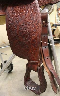 VERY NICE 16 Santa Fe Jim Sands Roping Saddle Brown, Western Tack (06RIE26EB)
