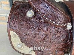 VICTOR QUALITY EQUITATION WESTERN SHOW SADDLE w SOLID STERLING SILVER & RIATA