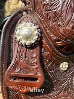 VICTOR QUALITY EQUITATION WESTERN SHOW SADDLE w SOLID STERLING SILVER & RIATA