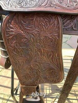 VICTOR QUALITY EQUITATION WESTERN SHOW SADDLE w SOLID STERLING SILVER & RIATA