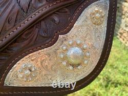 VICTOR QUALITY EQUITATION WESTERN SHOW SADDLE w SOLID STERLING SILVER & RIATA