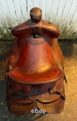 VINTAGE- George Lawrence Co. High Back Western Saddle 14 SUPPLE -WONDERFUL