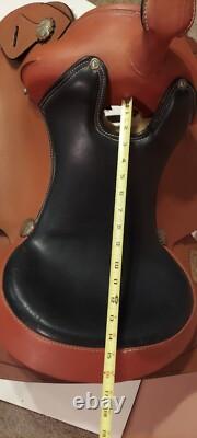 VINTAGE Leather WESTERN SADDLE 15 black and brown