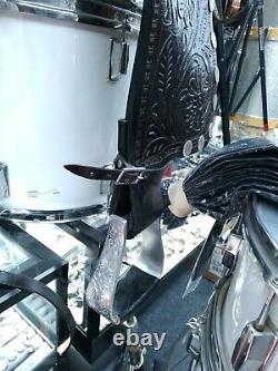 VINTAGE Ornate Tooled Leather Western Show Saddle with Les Vogt Spurs