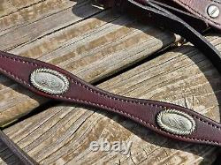 VINTAGE Scalloped Shaped ALPACA SILVER CONCHOS Western Browband Headstall Bridle