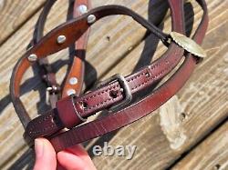 VINTAGE Scalloped Shaped ALPACA SILVER CONCHOS Western Browband Headstall Bridle