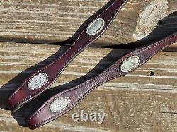 VINTAGE Scalloped Shaped ALPACA SILVER CONCHOS Western Browband Headstall Bridle