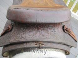 VNTAGE 15'' LONGHORN ROPER WESTERN BROWN LEATHER SADDLE QH bars 35.6 LB USA