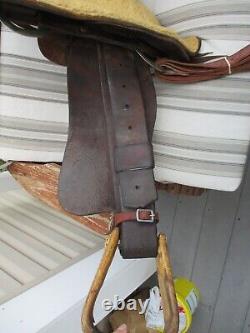 VNTAGE 15'' LONGHORN ROPER WESTERN BROWN LEATHER SADDLE QH bars 35.6 LB USA