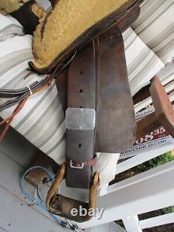 VNTAGE 15'' LONGHORN ROPER WESTERN BROWN LEATHER SADDLE QH bars 35.6 LB USA