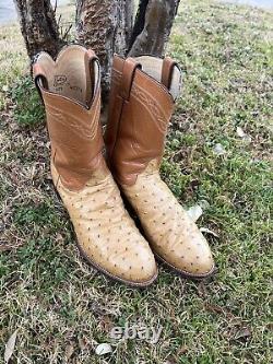 VTG Justin Boots Full Quill Ostrich Antique Saddle Men 11 D Ferrini Ostrich Belt