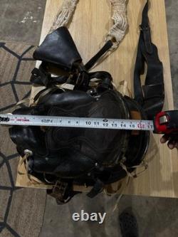 VTG Leather Western Horse Saddle with Brass Fittings & Stirrups Black/Brown