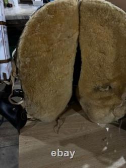 VTG Leather Western Horse Saddle with Brass Fittings & Stirrups Black/Brown