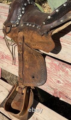 VTG-Youth/Kid-17.10.6-Western Ranch Saddle Horse Barrel-Nickel Studs/Tapadero