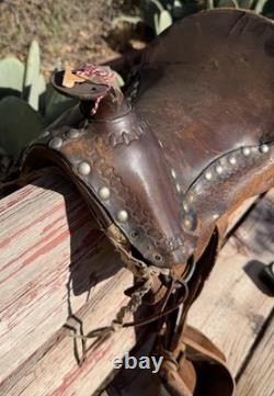 VTG-Youth/Kid-17.10.6-Western Ranch Saddle Horse Barrel-Nickel Studs/Tapadero