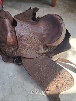 VTG Youth Kids 14-15 Western Tooled Leather Ranch Riding Saddle Horse Pony