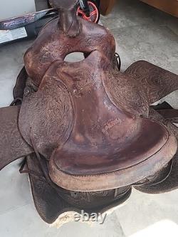 VTG Youth Kids 14-15 Western Tooled Leather Ranch Riding Saddle Horse Pony