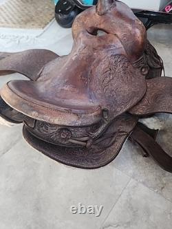 VTG Youth Kids 14-15 Western Tooled Leather Ranch Riding Saddle Horse Pony