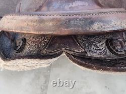 VTG Youth Kids 14-15 Western Tooled Leather Ranch Riding Saddle Horse Pony