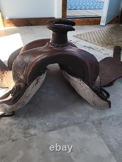 VTG Youth Kids 14-15 Western Tooled Leather Ranch Riding Saddle Horse Pony