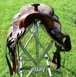 Very Nice 13 Western Youth Saddle With Silver Plates