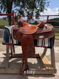 Very Nice Circle Y Equitation Western Saddle With Beautiful Tooling