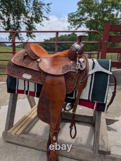 Very Nice Circle Y Equitation Western Saddle With Beautiful Tooling