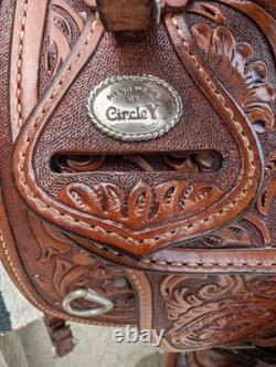 Very Nice Circle Y Equitation Western Saddle With Beautiful Tooling