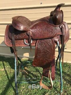 Very nice used/vintage 14 Big Horn Western saddle withtooled leather US made