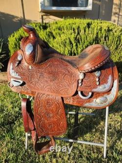 Victor Custom Tack Solid Sterling Silver + 12k Gold 16 FQHB Western Show Saddle