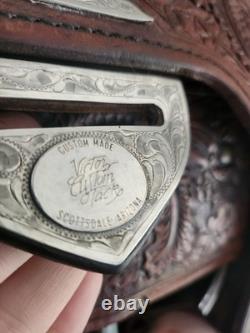 Victor Custom Tack Solid Sterling Silver + 12k Gold 16 FQHB Western Show Saddle