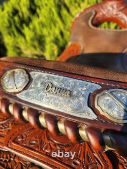 Victor Custom Tack Solid Sterling Silver + 12k Gold 16 FQHB Western Show Saddle