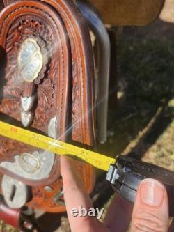 Victor Custom Tack Solid Sterling Silver + 12k Gold 16 FQHB Western Show Saddle