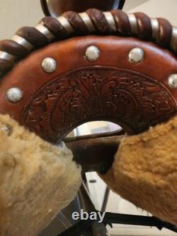 Victor Custom Tack Solid Sterling Silver + 12k Gold 16 FQHB Western Show Saddle