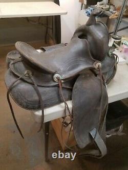 Vintage 14.5 Range King Western Saddle to Display or Restore, Tooled Leather