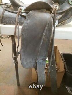 Vintage 14.5 Range King Western Saddle to Display or Restore, Tooled Leather