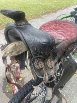 Vintage 14 Cowboy Western Saddle Red Leather John M Paul Rockford ill Rare 50's