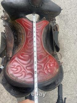 Vintage 14 Cowboy Western Saddle Red Leather John M Paul Rockford ill Rare 50's