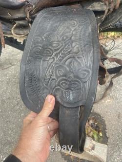 Vintage 14 Cowboy Western Saddle Red Leather John M Paul Rockford ill Rare 50's