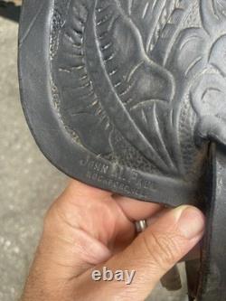 Vintage 14 Cowboy Western Saddle Red Leather John M Paul Rockford ill Rare 50's