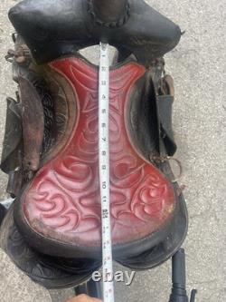 Vintage 14 Cowboy Western Saddle Red Leather John M Paul Rockford ill Rare 50's
