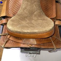 Vintage 14 Western Roper Ranch Saddle Hand-Tooled Leather Basketweave