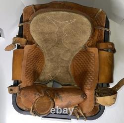 Vintage 14 Western Roper Ranch Saddle Hand-Tooled Leather Basketweave