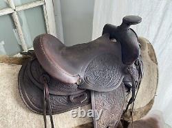 Vintage 14 Western Slick Seat Leather Cowboy Horse Saddle Very Nice