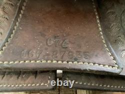 Vintage 15.5 Tex Tan Hereford Brand Western Saddle, Floral Leather Tooling