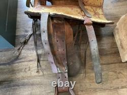 Vintage 15.5 Tex Tan Hereford Brand Western Saddle, Floral Leather Tooling