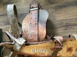 Vintage 15.5 Tex Tan Hereford Brand Western Saddle, Floral Leather Tooling