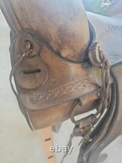 Vintage 15 Brown Leather Western Horse Saddle Roping Saddle # 3920