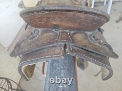 Vintage 15 Brown Leather Western Horse Saddle Roping Saddle # 3920