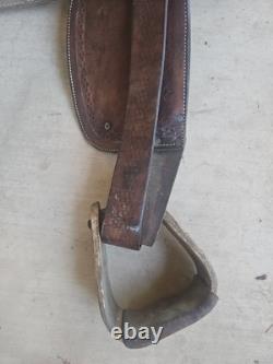 Vintage 15 Brown Leather Western Horse Saddle Roping Saddle # 3920